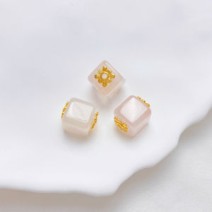 Vòng Tay Hạt Trang Sức Thủ Công DIY Hạt Cách Ly Vàng 18K Thật Đá Mã Não Hình Móng Vuốt Mèo Đồng Xu Hình Chữ Nhật