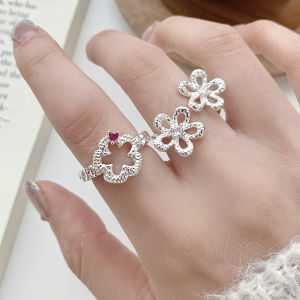 Sweet Floral Open Ring for Women Unique Design Finger Accessory Fashionable Korean Style Copper Material Daily Wear Jewelry