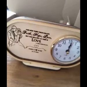 Wooden Desk Clock Souvenir Wedding Personalized with Box
