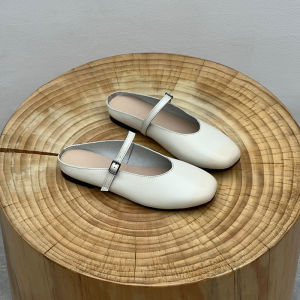 Genuine Leather Mary Jane Slippers for Women Open Toe Flat Bottom Outdoor Wear Summer New Style Retro Strap Slip-On Shoes