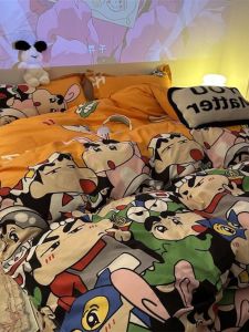 University Student Dormitory Bedding Set Cartoon Dinosaur Coverlet Quilt Three-Piece Set Simple Style Polyester Fabric