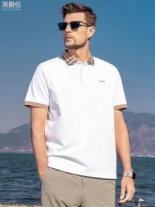 Enjeolon | Retro Style Check Collar Cotton Polo Shirt