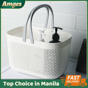 Portable Tote Shower Basket Bathroom Storage Caddy Organizer Bin Handle Handbag Toiletries Plastic Drain Basket For Shampoo