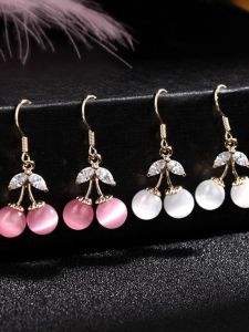 Hoa Tai Trái Cây Ngọc Mắt Mèo Thời Trang Ngọt Ngào Phong Cách Hàn Quốc Trang Sức Hợp Kim Trang Trí Tai Trang Sức Nữ