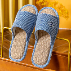 Linen Slippers Couples Indoor Breathable Anti-Slip Home Shoes Four Seasons Universal Comfortable Sensation Quiet Design
