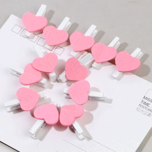50 Wooden Cute Heart Little Clip Wedding Notes Snack Clip Photography Photo Wall Decoration Flower Shop Card Holder