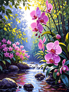 HUACAN 5D Tranh Gắn Đá Bộ Hoa Lan Full Vuông Tròn Khoan Thủ Công Mỹ Nghệ Trang Trí Nhà Nghệ Thuật Hoa Hồ Sông Cross Stitch