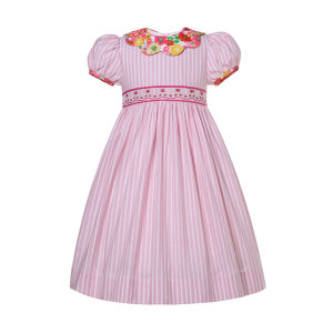 Pettigirl | Pettigirl Girls Summer Pink Smocked Princess Dresses with Flower Embroidery for Kids Children Wedding Party 261012Years Old