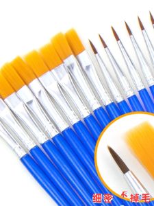Acrylic Painting Brushes Flat Head Line Drawing Children Artistic Nylon Hair Oil Painting Brushes Watercolor Painting Tools