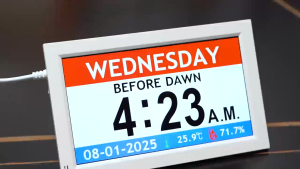 7-STAR* 7 Inch Digital Calendar Clock Smart Monitor with Day Date Temperature Display Speaker Photo & Video Playback Alarm & Auto Dimming