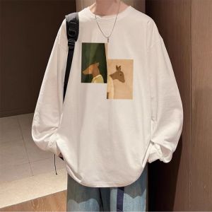 Áo Thun Dài Tay Rộng Rãi Cổ Tròn Mùa Thu Dành Cho Thanh Thiếu Niên Và Người Lớn Tuổi Thường Ngày Chống Thấm Nước Chống Mài Mòn