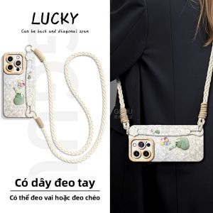 Ốp lưng silicon GGUU cho iPhone 16 Pro Max có dây đeo tay giúp chống rơi