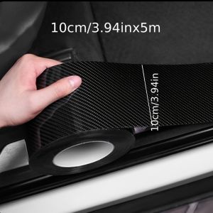 Nano Carbon Fiber Car Adhesive Tapes DIY Paste Strip Auto Door Sill Side Mirror Anti Scratch Stickers Waterproof Protection Film