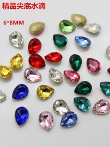 Pointed Bottom K9 Water Diamond 6*8mm Nail Art Drill Monkey Material Nail Decorations Wearable False Nails Sparkling Shiny