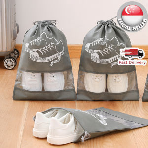 🇸🇬【SG stock】 Travel Shoe Storage Bag Reusable Eco Shoe Organizer Dust-Free Drawstring Bag Shoe dust bag Shoe bag for travel Non woven Shoe bag
