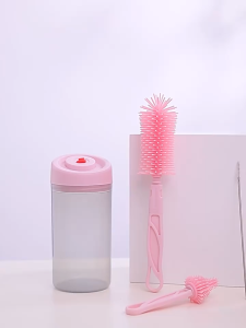 Baby Bottle Brush Set – Silicone Bottle Cleaning Kit with Portable Storage and UV Sterilization