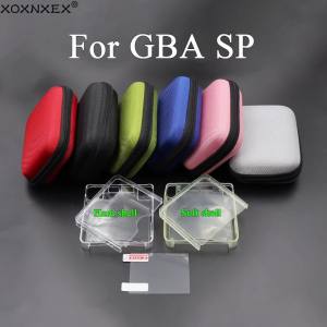 1Set TPU Soft Transparent Protective Case/Hard Plastic Crystal Case & Storage Carry Bag for GBA SP Console + Screen Protector