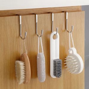 2pcs S-type Cabinet Door Hook / Stainless Steel Free Punching Without Trace Clothes Hooks / Door Back Wall Mounted Hanger