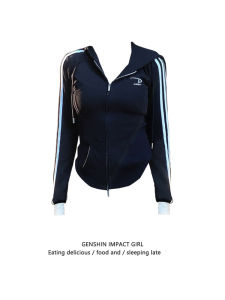 สลิมฟิต มีฮู้ด คาร์ดิเกน เสื้อสเว็ตเชิ้ต ผู้หญิง ฤดูใบไม้ร่วง แฟชั่น สตรีทสไตล์ Three Stripe น้ำหนักเบา หลากหลาย แจ๊กเก็ต