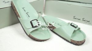Sandal Selop Wanita Sara Sara BILLY - Kekinian, Sendal Gesper, Slop Puyuh, Casual, Sol Birken Karet Terbaru - Warna Black/White/Brown/Pink/Blue/Green/Yellow (Size 36-41)