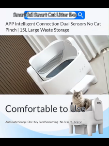 GREENPETS Open-Top Automatic Self-Cleaning Cat Litter Box with Smart APP Control 15L Waste Bin Quiet Odor Control & Safety Sensors for Large Cats