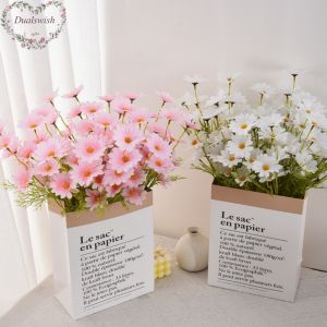 10PCS/5-Heads Artificial Chamomile Daisy Living Room Decoration Home Wedding Party Decoration Wedding Bridal Handheld Flower Arrangement