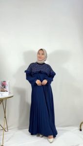 NAZWA GAMIS JUMBO PLISKET KOMBINASI ONDE POLKADOT WANITA MAXI MEWAH GL FASHION