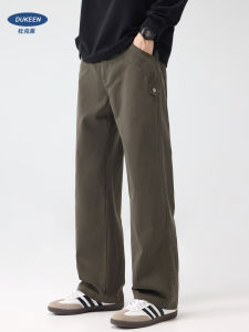 Dukeen Mens Thickened Fleece Lined Straight Leg Casual Pants Workwear Trousers Loose Fit Autumn Winter Fashion City Style