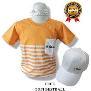 Baju Anak Salur Saku Kekinian Gratis Topi Polos Bestball / Kaos Anak salur Pocket Gratis Topi polos