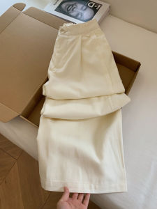 High Waist Wide Leg Casual Pants Slim Fit Suit Style Loose Lazy Feel Small Size Womens Fashion Straight Cut Trousers