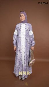 NMR Gamis Crespo Print Renda Vol 2661-1
