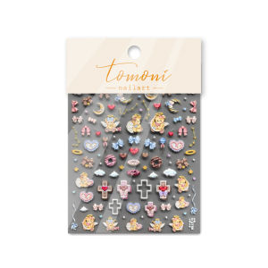 1Pcs Cute Mini Bear Angel Bowknot Nail Stickers 5D Soft Embossed Adhesive Nail Art Stickers Lovely Bunny Manicure Decora Decals