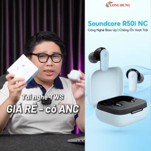 Tai nghe Bluetooth True Wireless Anker Soundcore R50i NC A3959 - Hàng chính hãng - Chống ồn chủ động tiên tiến Âm Trầm Mạnh Mẽ Tích hợp chế độ xuyên âm Hôp sạc kiêm giá đỡ điện thoại tiện dụng