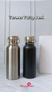 Termos Tutup Bambu 500ml / Tumbler Stainless Steel Tahan Panas (H599)