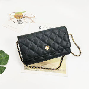 Fashionable Small Square Bag Womens Shoulder Crossbody Diamond Grid Chain Bag Soft PU Leather Korean Style Handbag