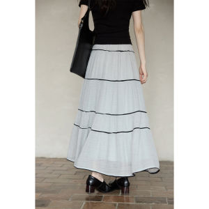 seemon | Elegant Long A-line Pleated Midi Skirt