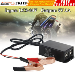 【With 4 USB Interfaces】12V Battery Clip Charger for Cellphone Tablet Car Motorcycle USB Charging Device Vehicle USB Charger Battery-Clip-Charger