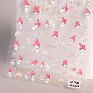 Adorable Cartoon Meilidi Nail Art Stickers with Adhesive Back 5D Relief Cartoon Pattern Nail Decals Purple Series CA Style