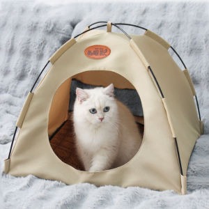 Teabelle  เตียงเต็นท์สัตว์เลี้ยงสำหรับลูกสุนัขและแมวบ้านสัตว์เลี้ยงลูกสุนัขในร่มสัตว์เลี้ยงนอนเตียงสบายพร้อมอุปกรณ์พรมสัตว์เลี้ยงหวาย