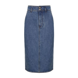 High Waist Straight Cotton Denim Skirt