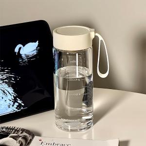 Modern Minimalist High Borosilicate Glass Cup for Women Portable Heat Resistant Water Cup with Scale Transparent Summer Drinkware