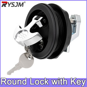 1PCS Round Lock with Key Plastic Marine Latch Door Cabinet Lock Latch Flush Door Pull Locker Hatch for RV Yacht Boat Accessories