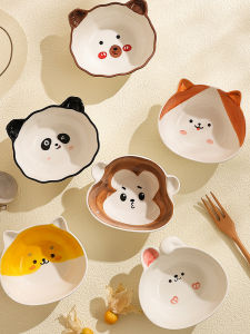 Cute Cartoon Ceramic Bowl Japanese Style Small Bowl for Children Breakfast Cereal Yogurt Bowl Steamed Egg Special Bowl