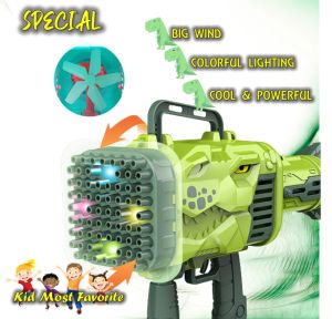 Inatreehouse. Dinosaur Bubble Machine Gun 32 holes & 64 holes Bubble Gatling Machine Gun Kid Favourite Toys Bazooka
