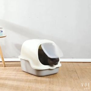 TRENY Premium Dual Mode Enclosed Cat Litter Box/Tray Hooded Cat Toilet Box Tandas Kucing Besar Bekas Pasir Kucing 猫砂盆