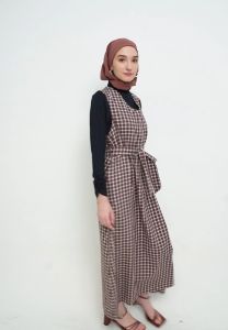 MFMW Pratiwi Pinafore Coklat Motif Kotak