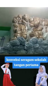 Setelan seragam sekolah SMA perempuan // BAJU MANSET PUTIH & ROK REMPEL ABU