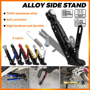 Motorcycle CNC Full Aluminum Alloy Side Stand Adjustable Foot Kickstand Universal E&M