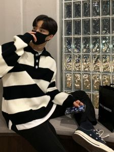 DAVID&ME | Loose And Versatile Polo Collar Knitted Sweater