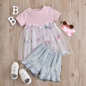 SETELAN ANAK PEREMPUAN UNICORN IMPORT MURAH BLOUSE TILLE BORDIR CELANA PENDEK JEANS RIPPED